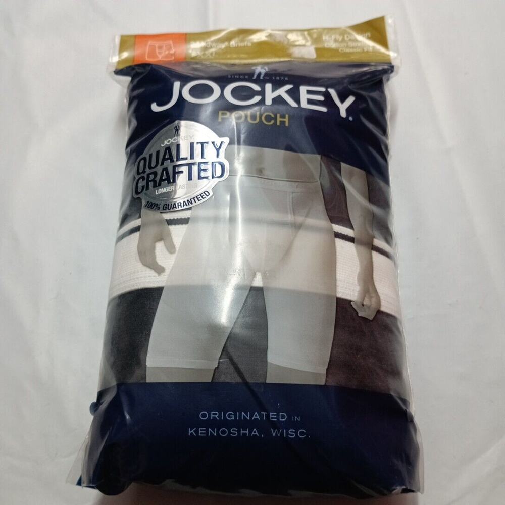Jockey Mens Pouch 2 Midway Briefs H Fly Size 2XL XXL Design 1147 Classic Black